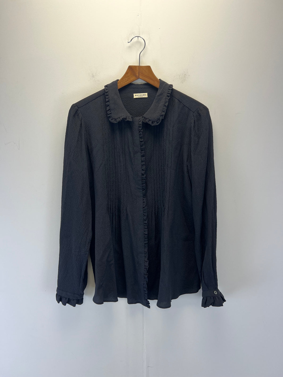 Masscob Black Long Sleeve Silk Shirt