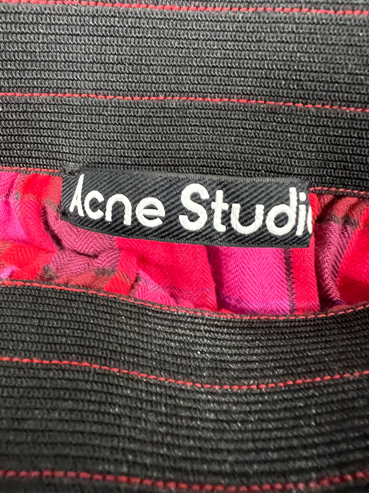 Acne Studios Red Pink Check Skirt
