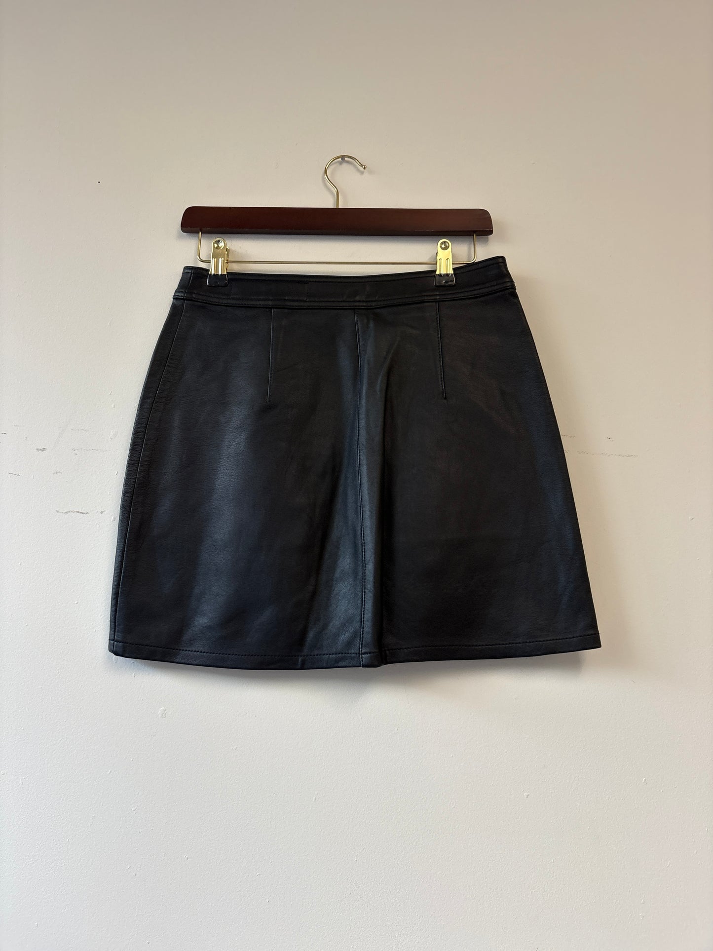 Rag & Bone Black Zip Front Leather Skirt