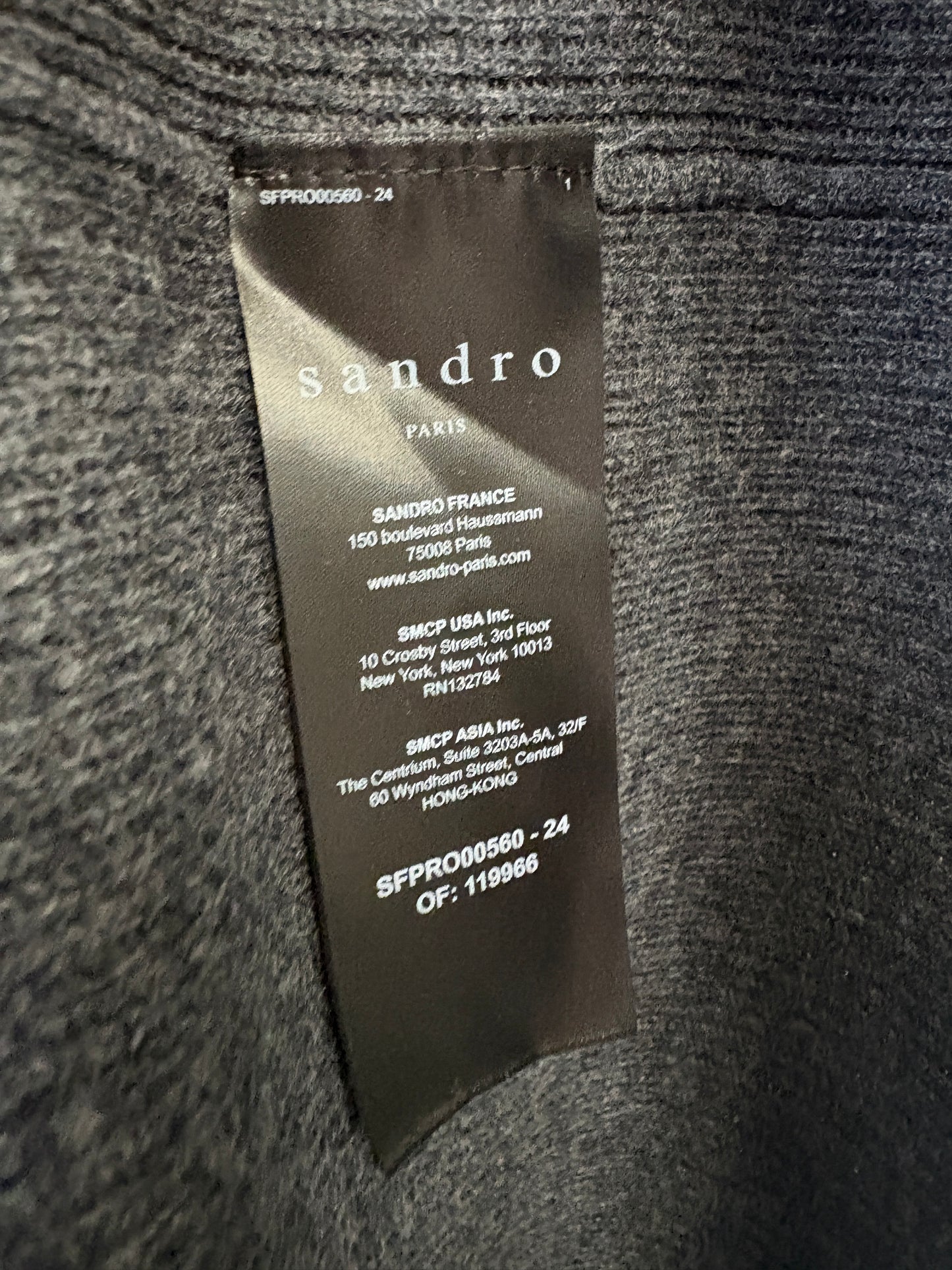 Sandro Paris Grey Wool Long Buttoned Dress