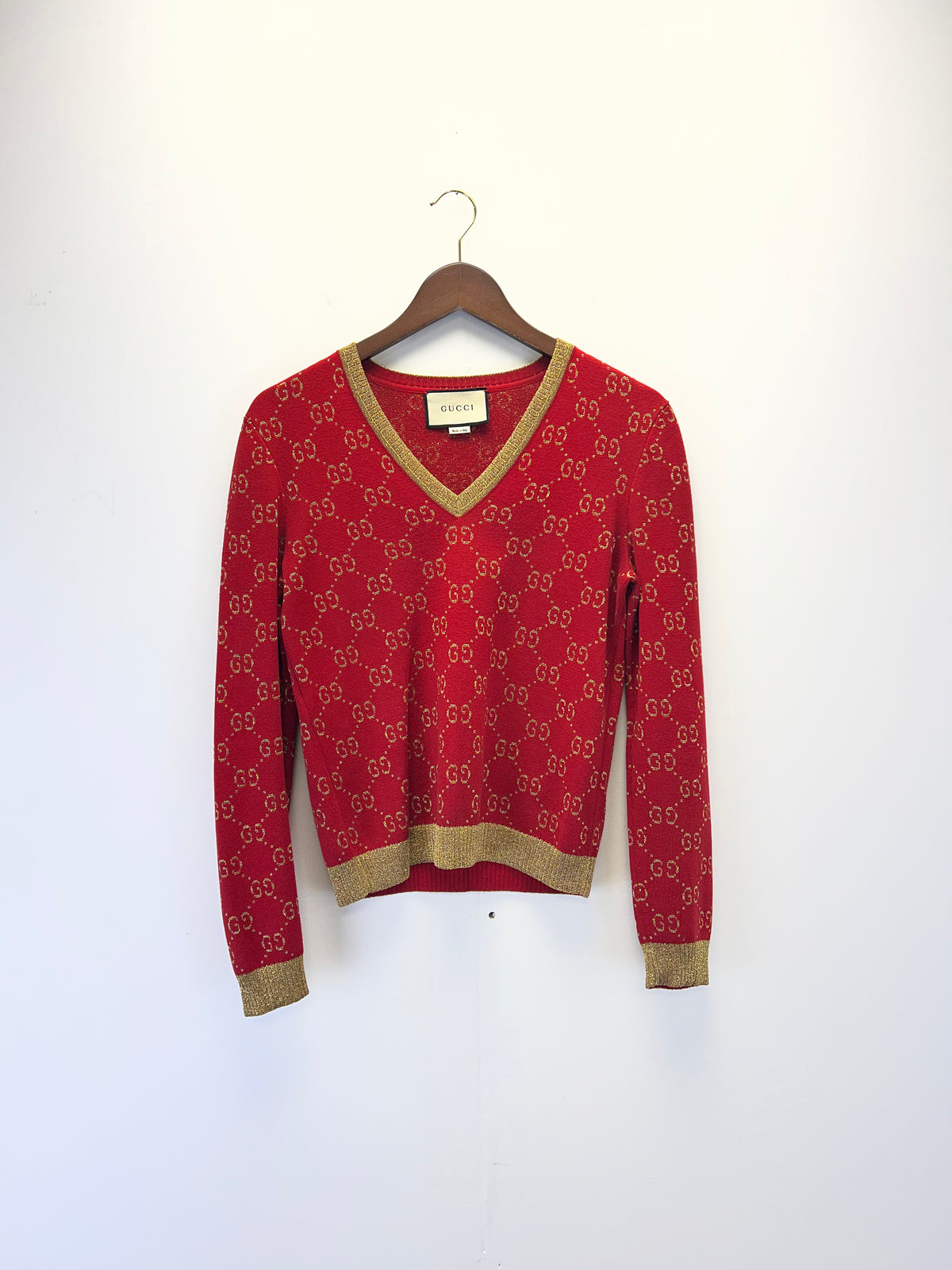 Gucci Red Monogram Sweater