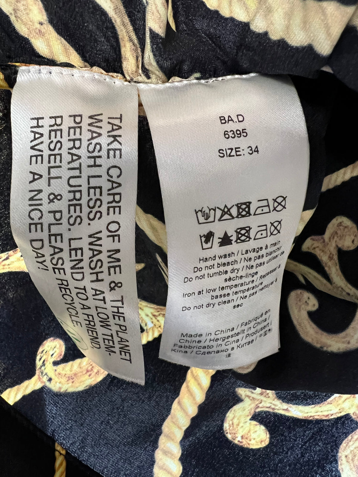 Ganni Black And Gold Chain Print Silk Blouse