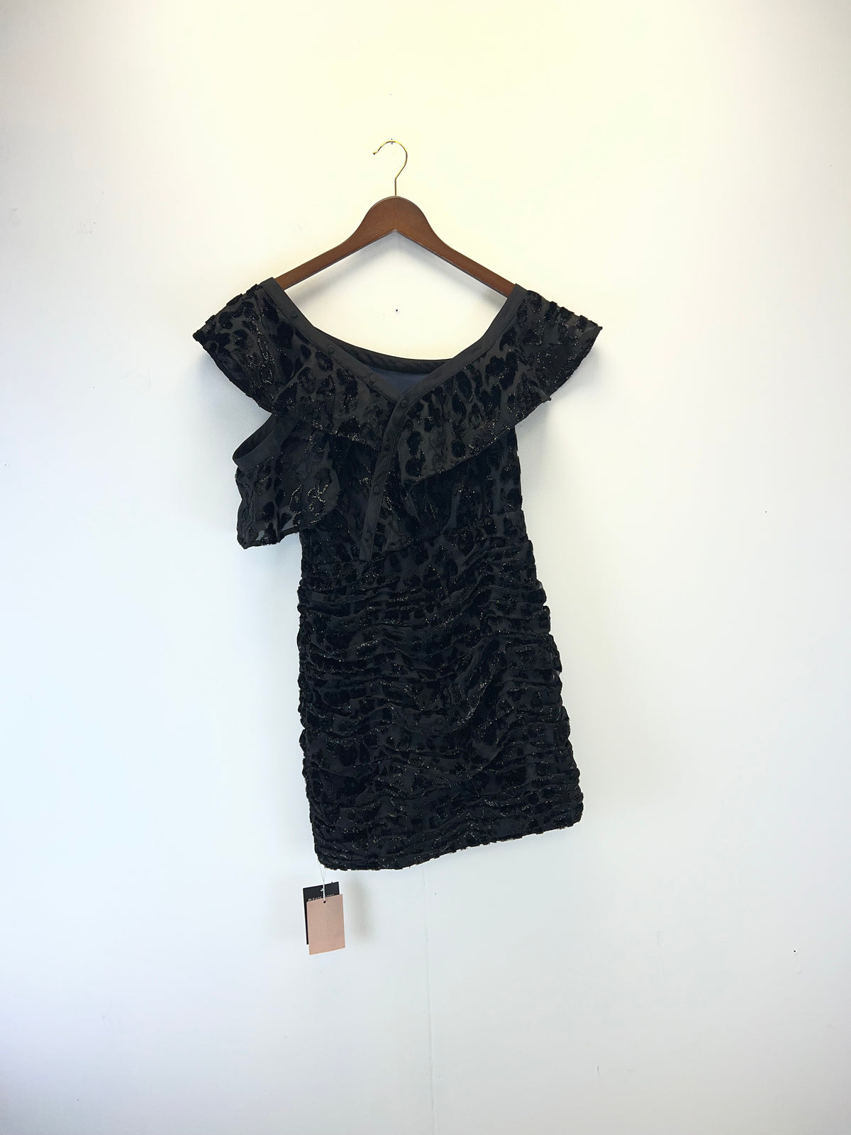 Self-Portrait Black Leopard Frill Mini Dress