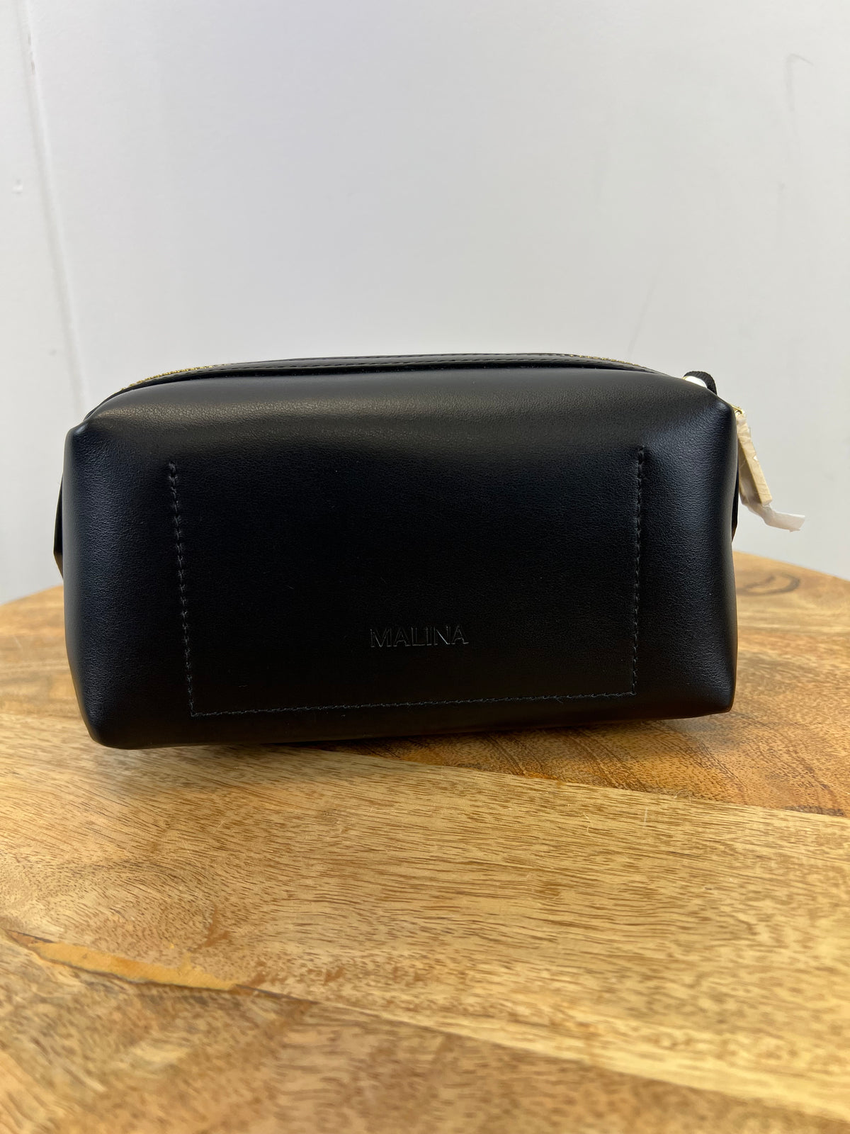 Malina Black Leather Monogram Toiletry Bag