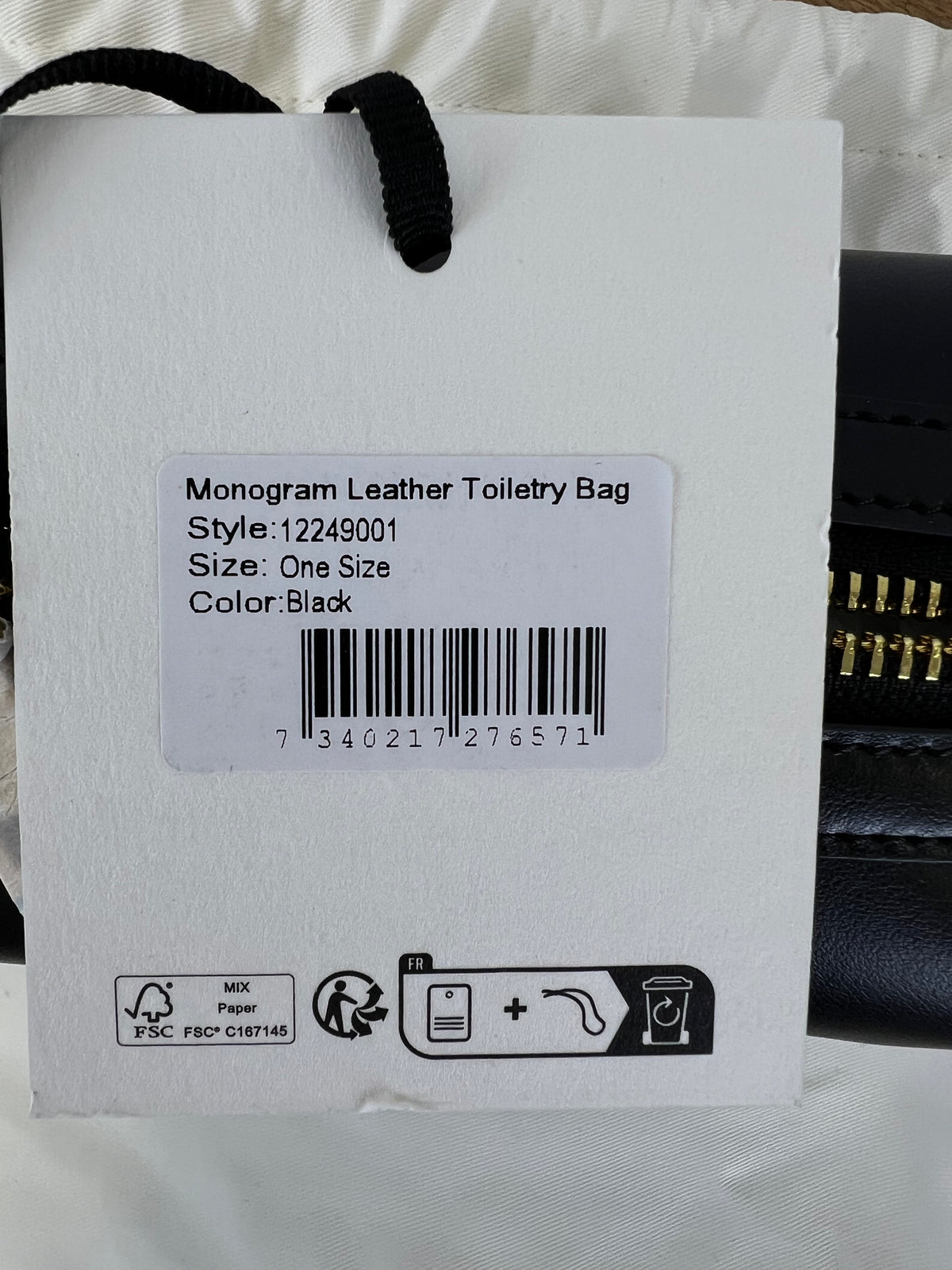 Malina Black Leather Monogram Toiletry Bag