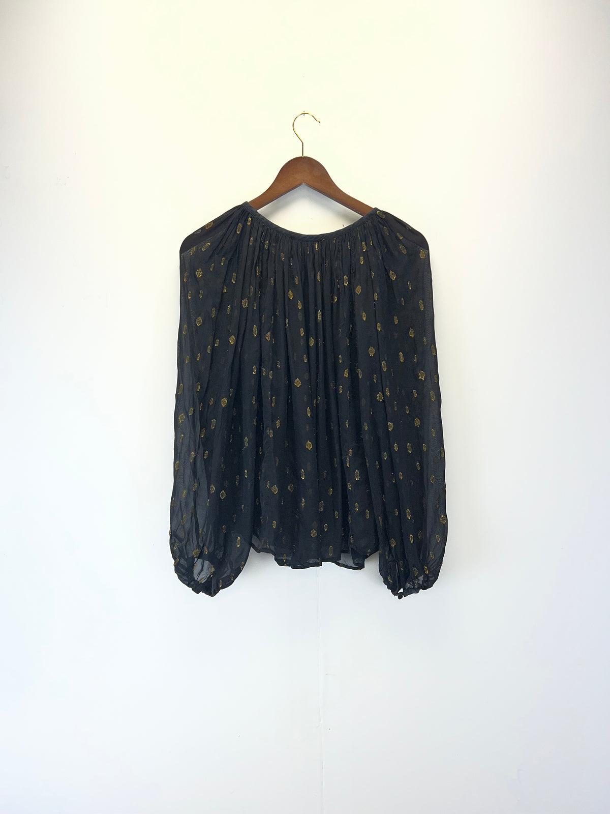 Frame Peasant Black Blouse With Gold Flecks