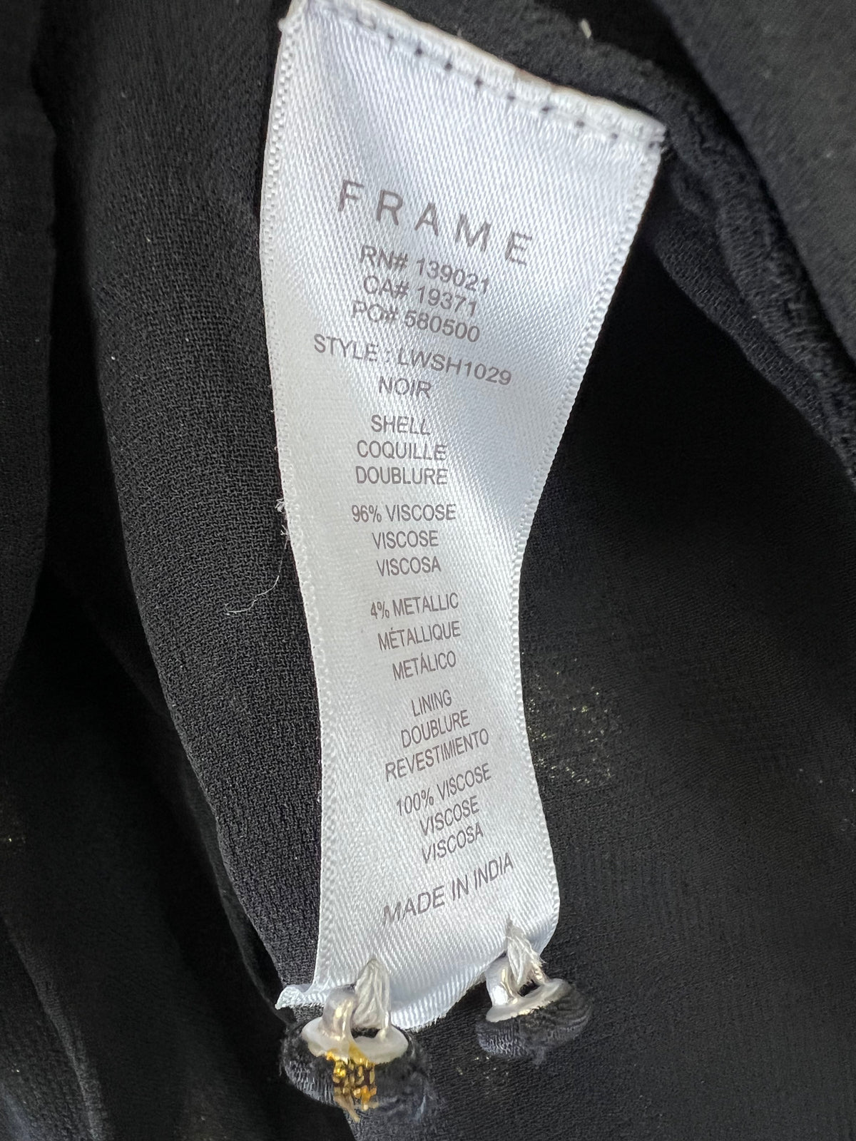 Frame Peasant Black Blouse With Gold Flecks