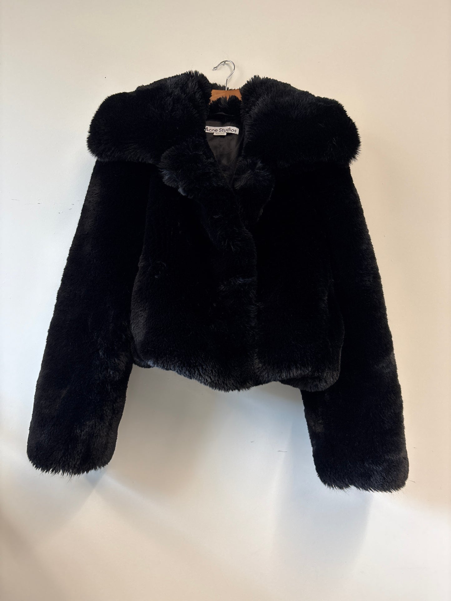 Acne Studios Faux Fur Black Crop Coat
