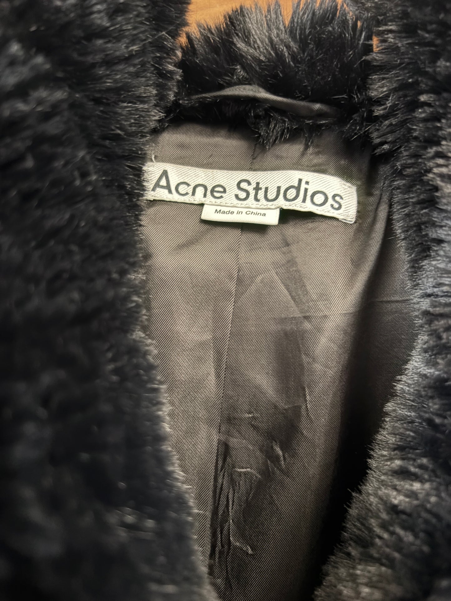 Acne Studios Faux Fur Black Crop Coat