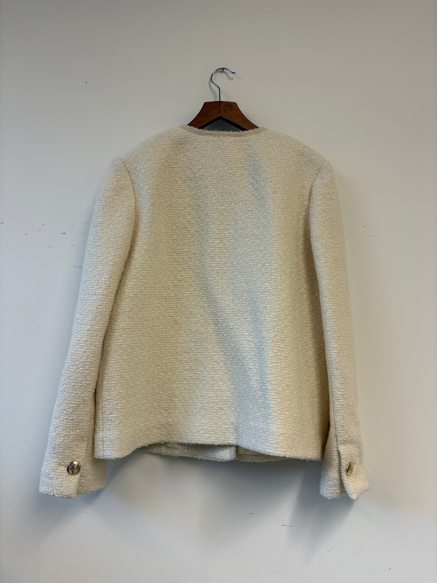 BA&SH Cream Tweed Blazer With Gold Buttons