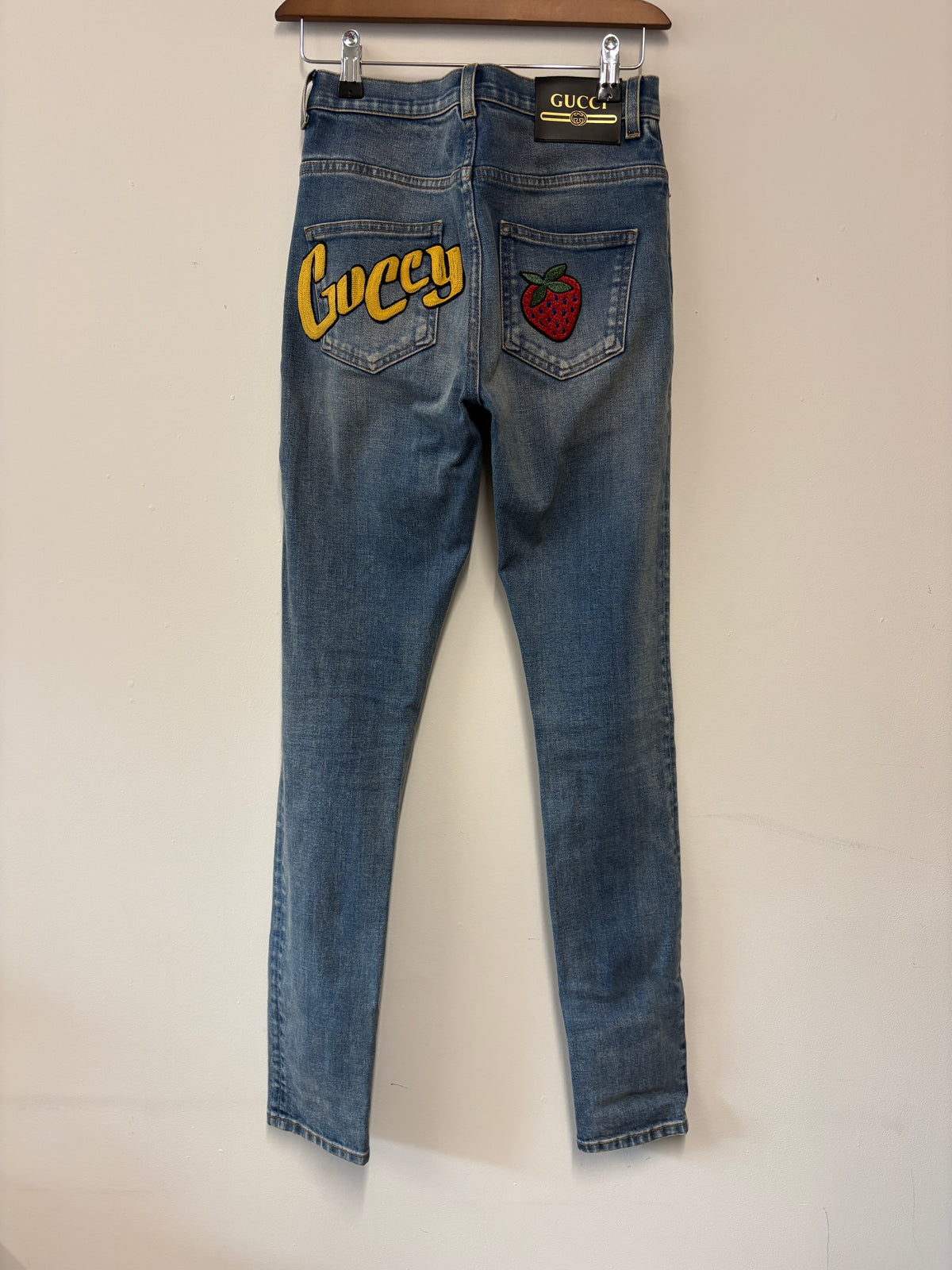 Gucci 'Guccy' Strawberry Blue Skinny Jeans