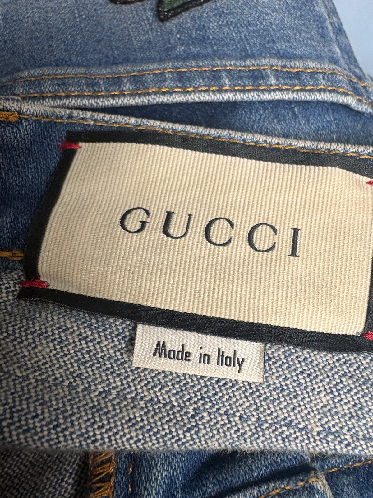 Gucci 'Guccy' Strawberry Blue Skinny Jeans