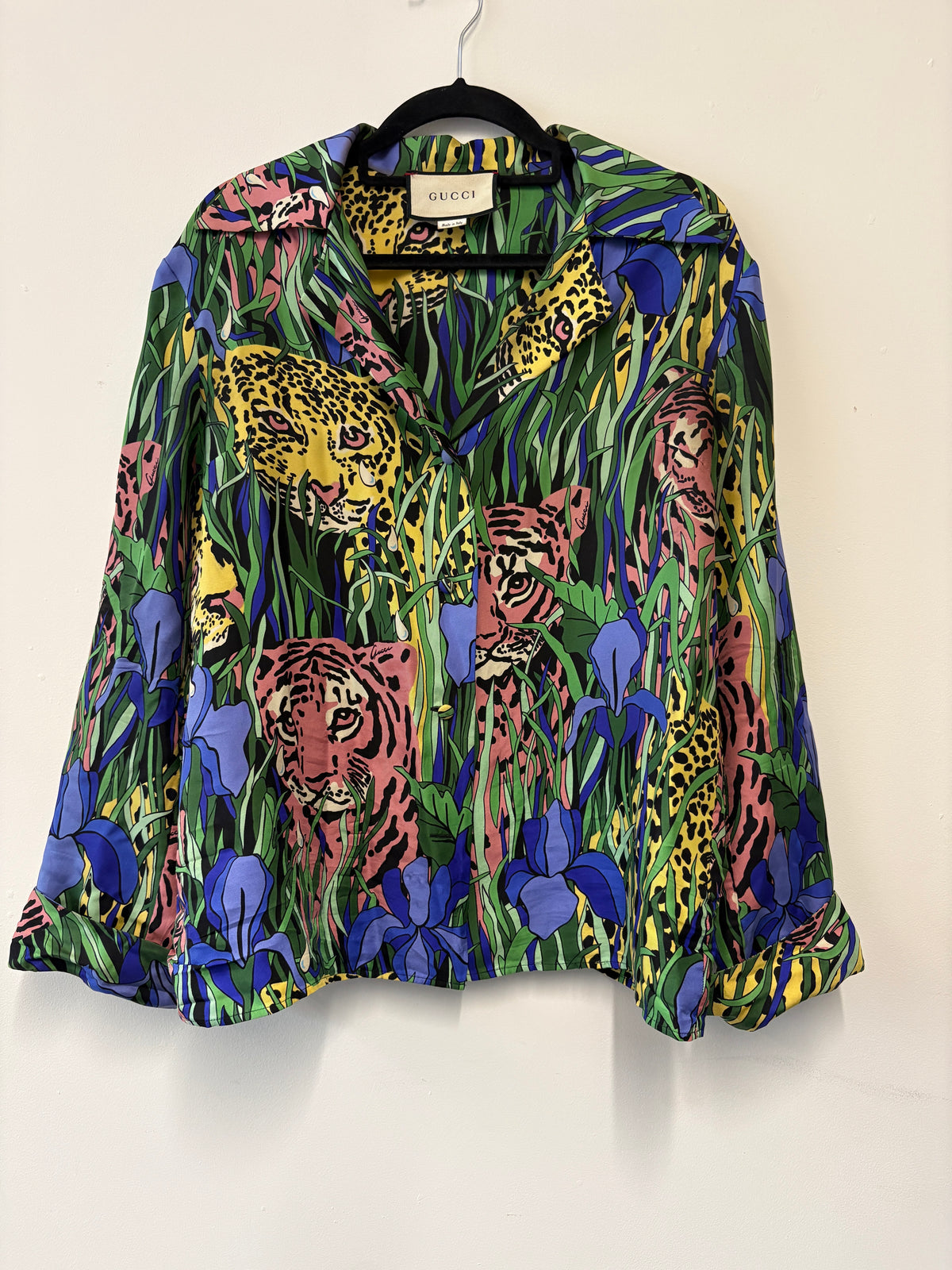 Gucci Multicolour Feline Garden Silk Shirt