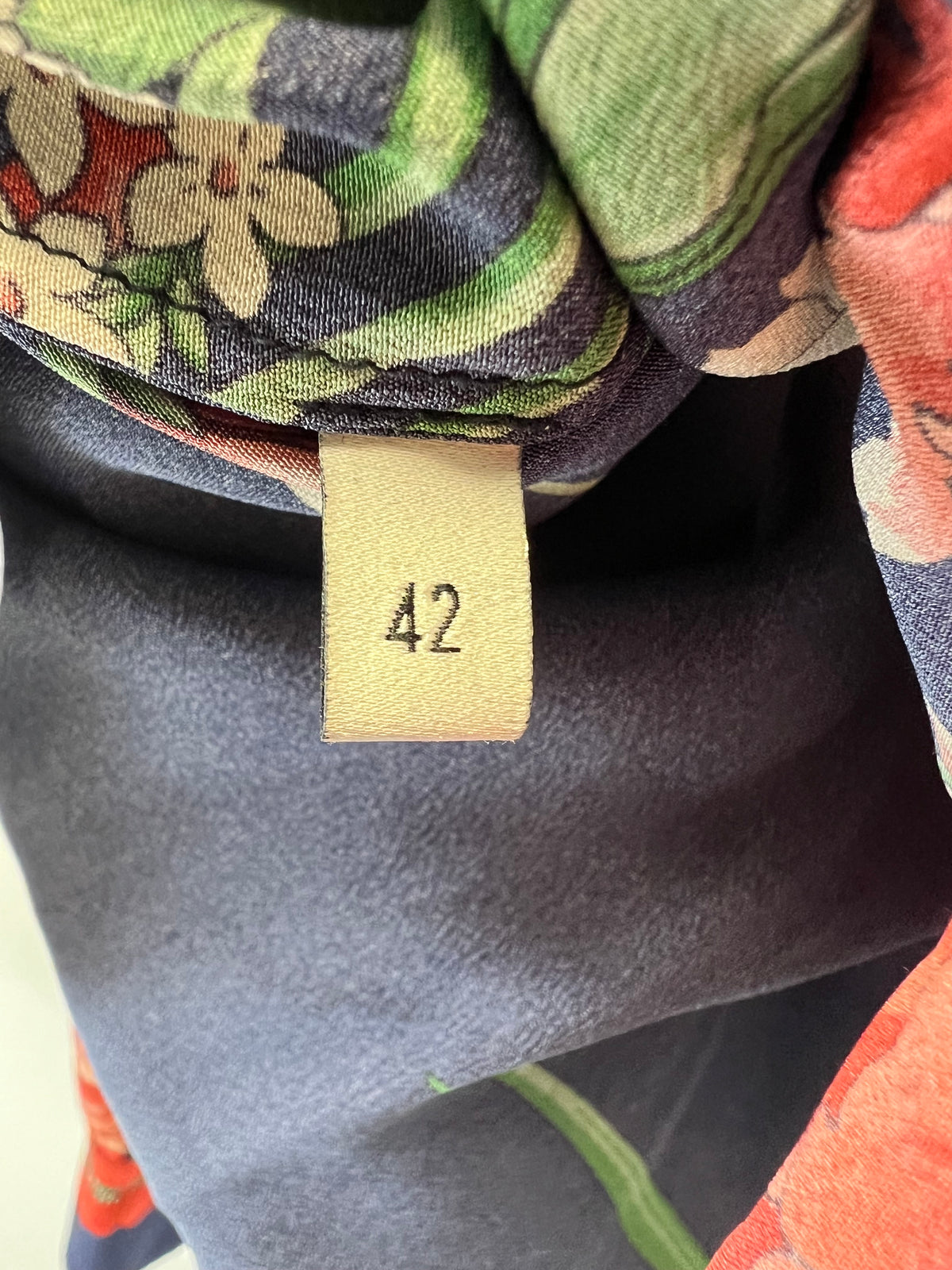 Gucci Navy Blue Floral Necktie Blouse