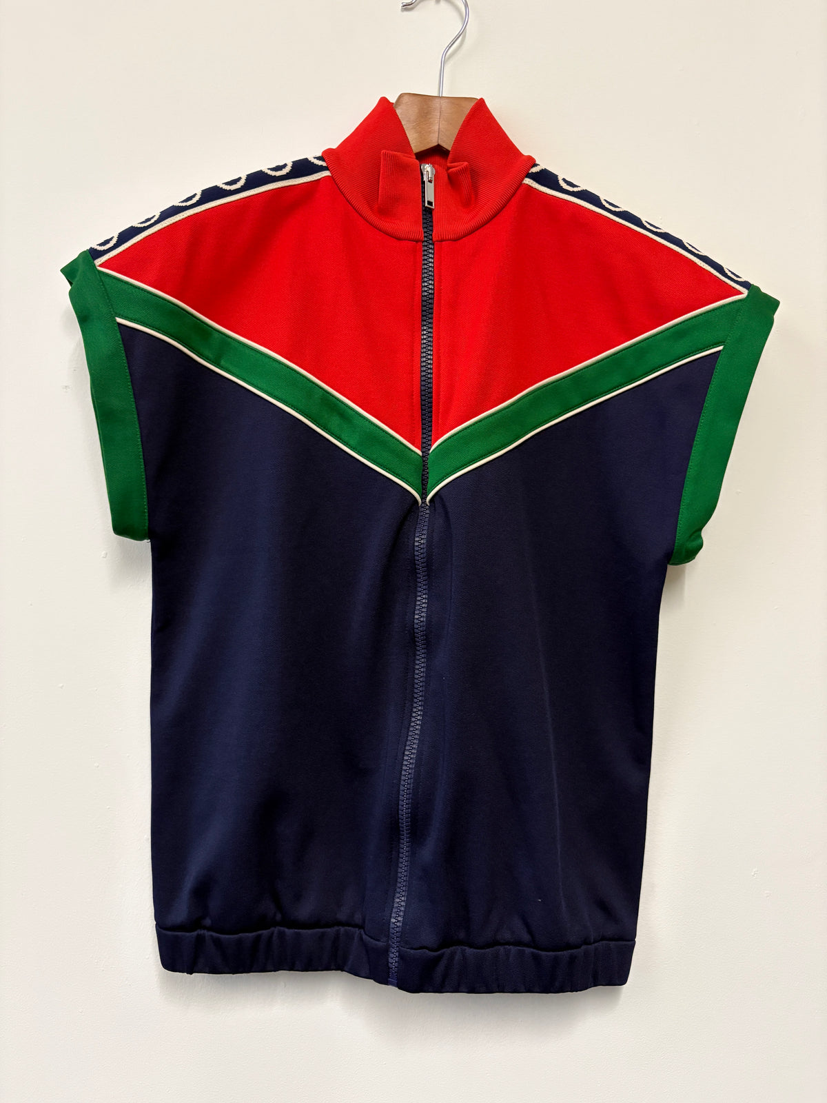 Gucci Blue Red Green Zip Up Sleeveless Track Jacket