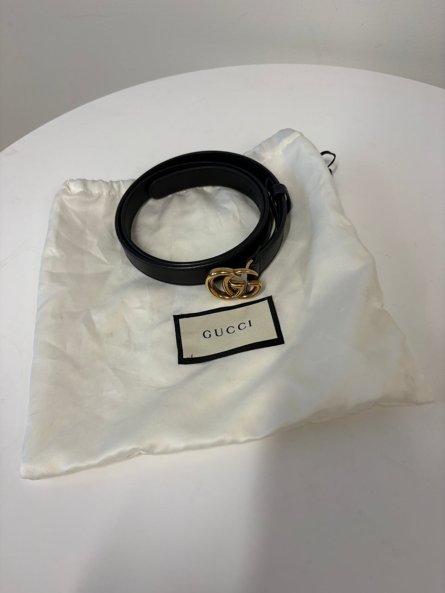 Gucci Marmont Black Mini GG Belt