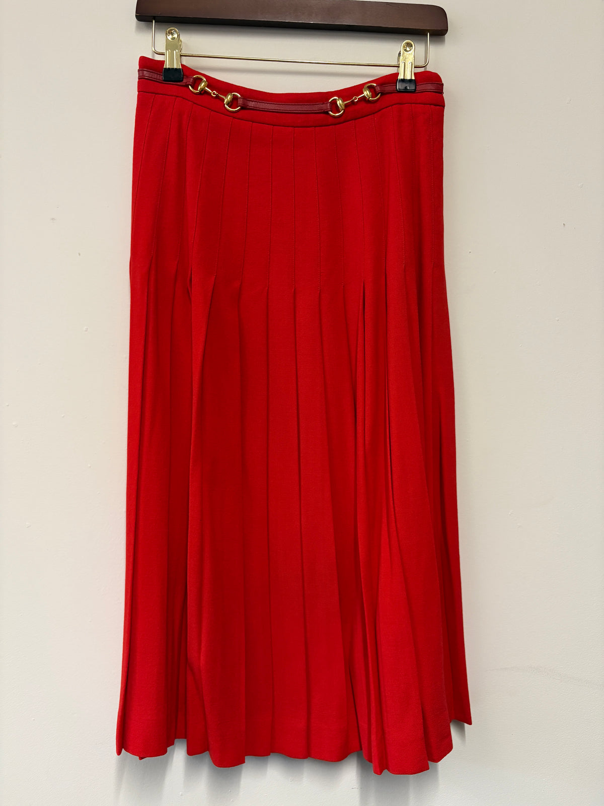 Gucci Red Horsebit Midi Skirt