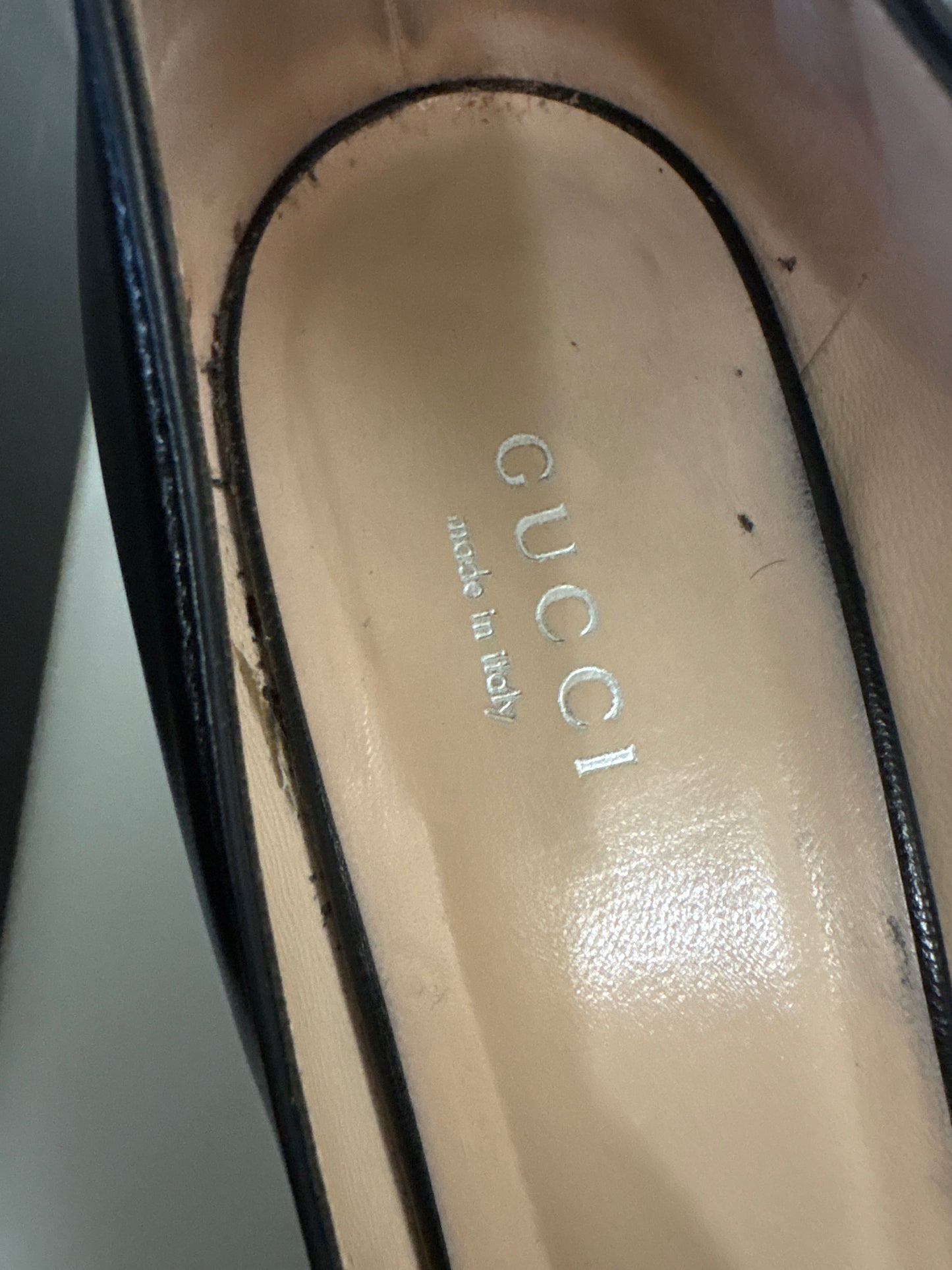 Gucci Madeleine Black Mid Heel Pumps With Crystal G