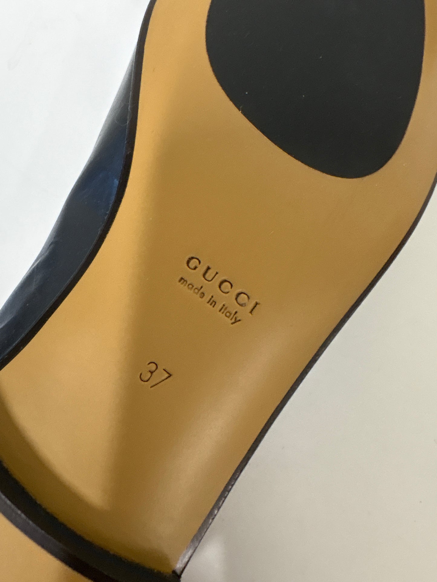 Gucci Black Leather Gold Horsebit Loafers