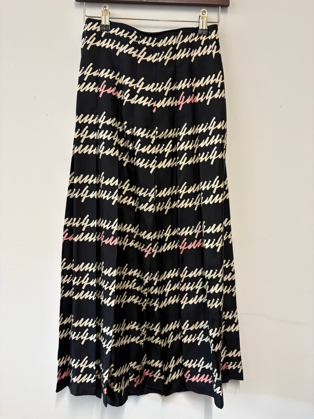 Gucci Black Scribble Logo Silk Maxi Skirt