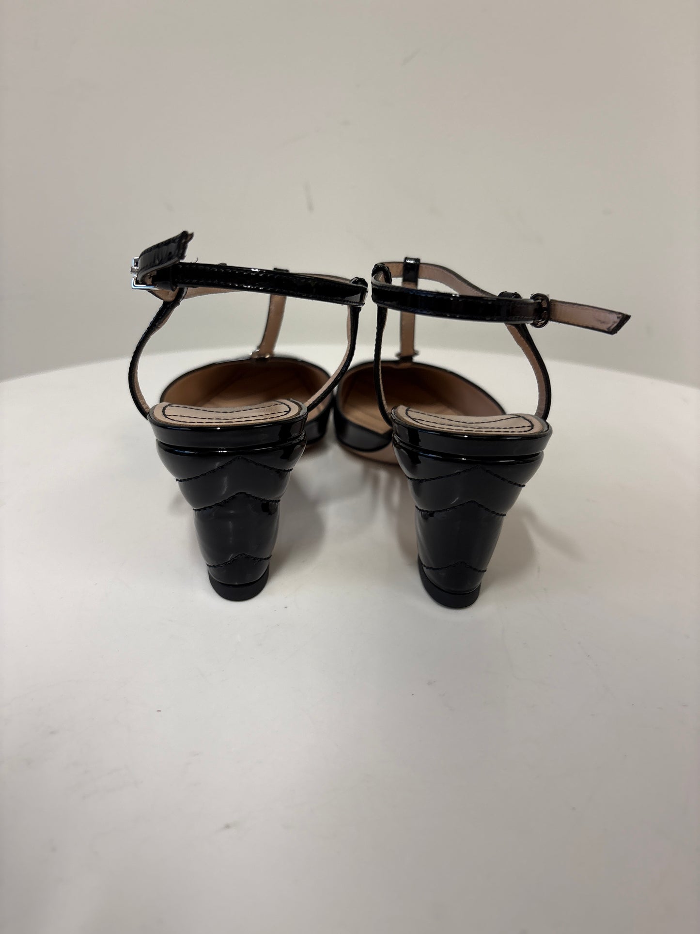 Gucci Marmont 55 Patent Leather T-Bar Black Pumps