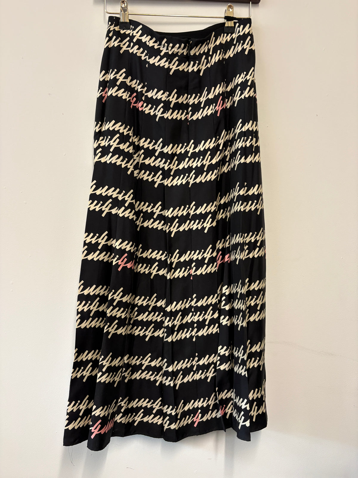 Gucci Black Scribble Logo Silk Maxi Skirt