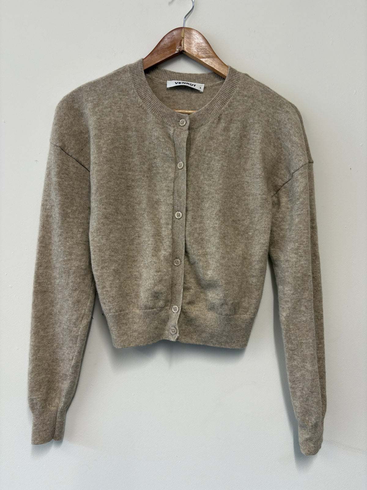 Venroy Beige Drop Shoulder Cashmere Cardigan