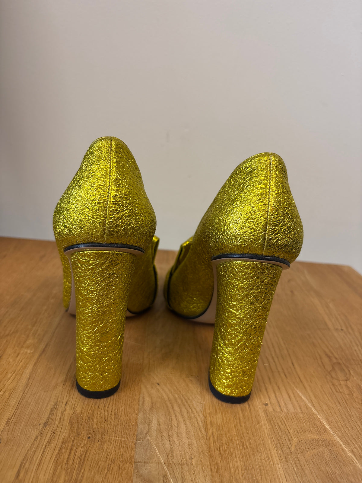 Gucci Gold Gallassia Block Heels