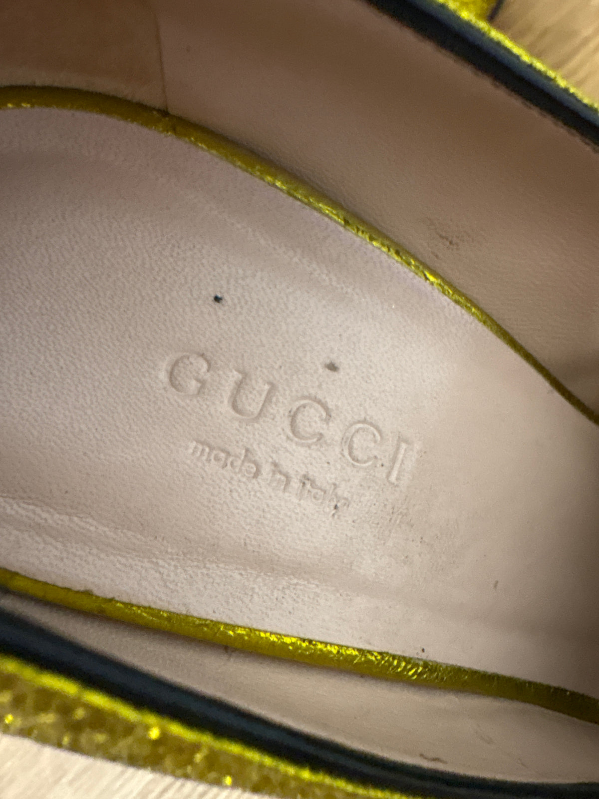 Gucci Gold Gallassia Block Heels