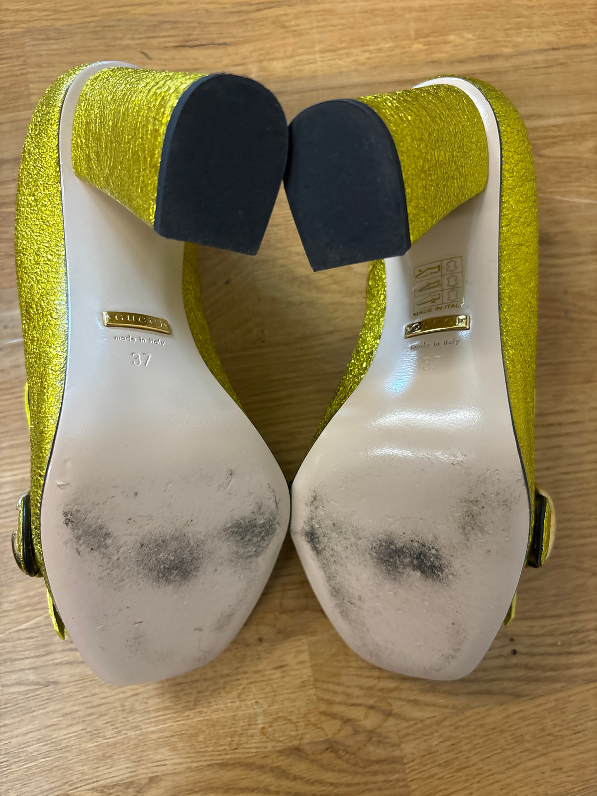 Gucci Gold Gallassia Block Heels