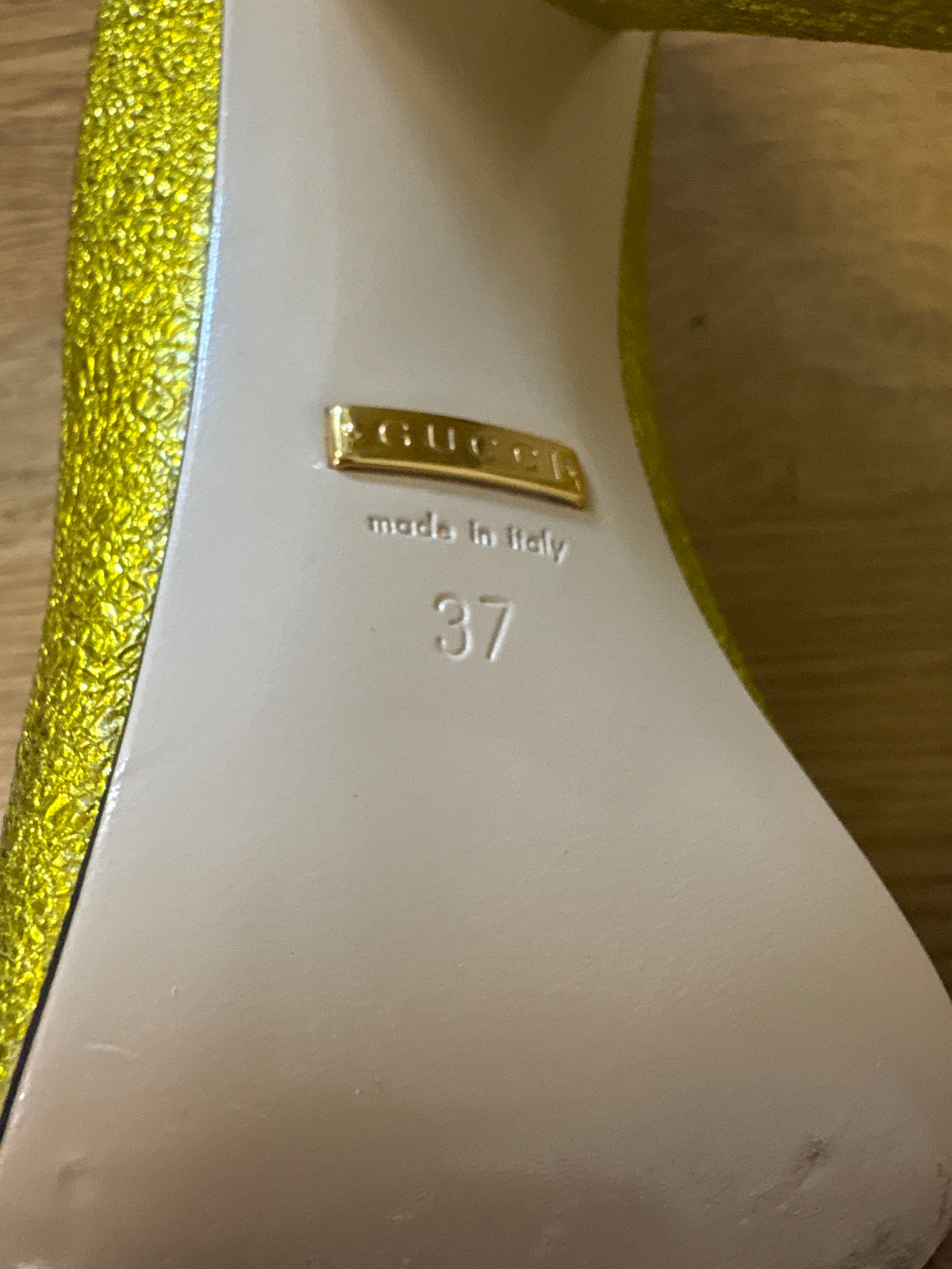 Gucci Gold Gallassia Block Heels