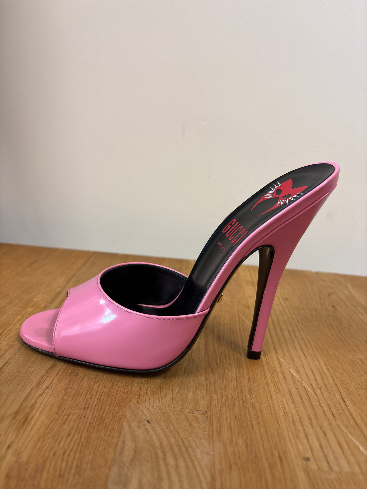 Gucci Regent Pink Peep Toe Mule Heels