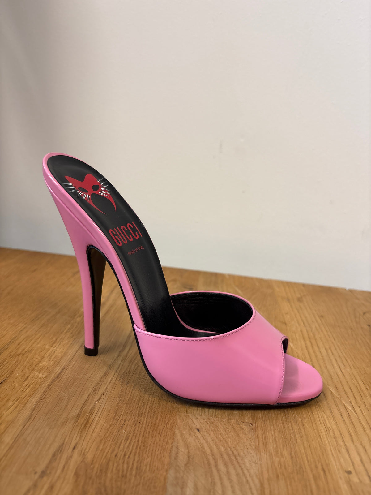 Gucci Regent Pink Peep Toe Mule Heels