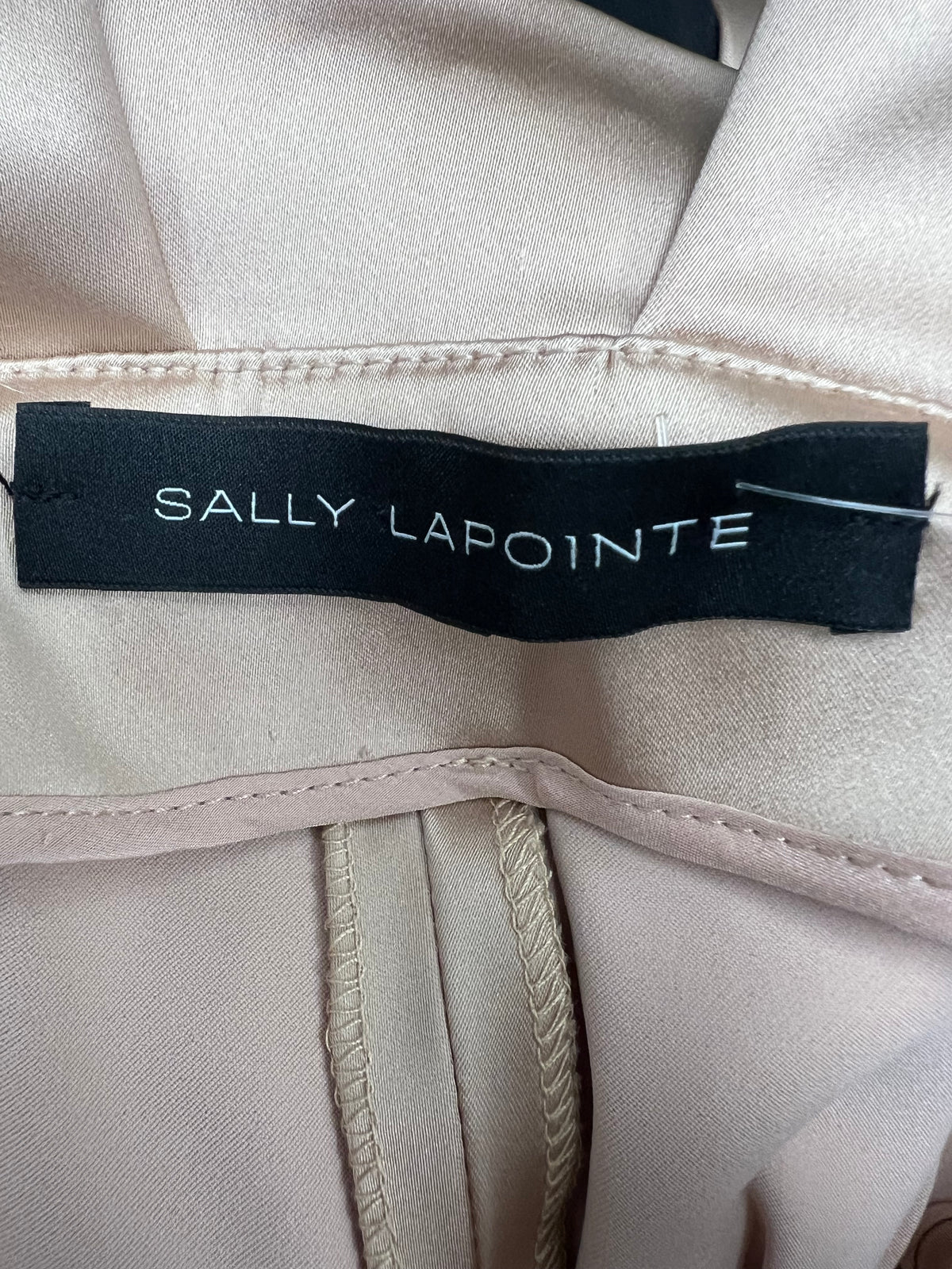 Sally Lapointe Beige Satin Belted Trousers