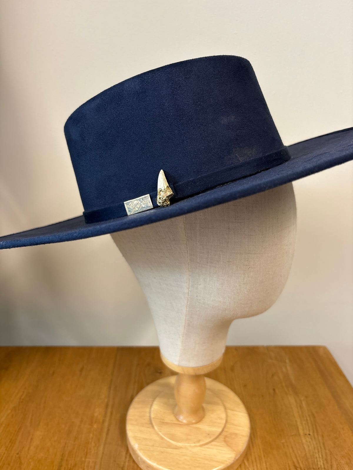 Agape Navy Blue Felt Fedora Hat