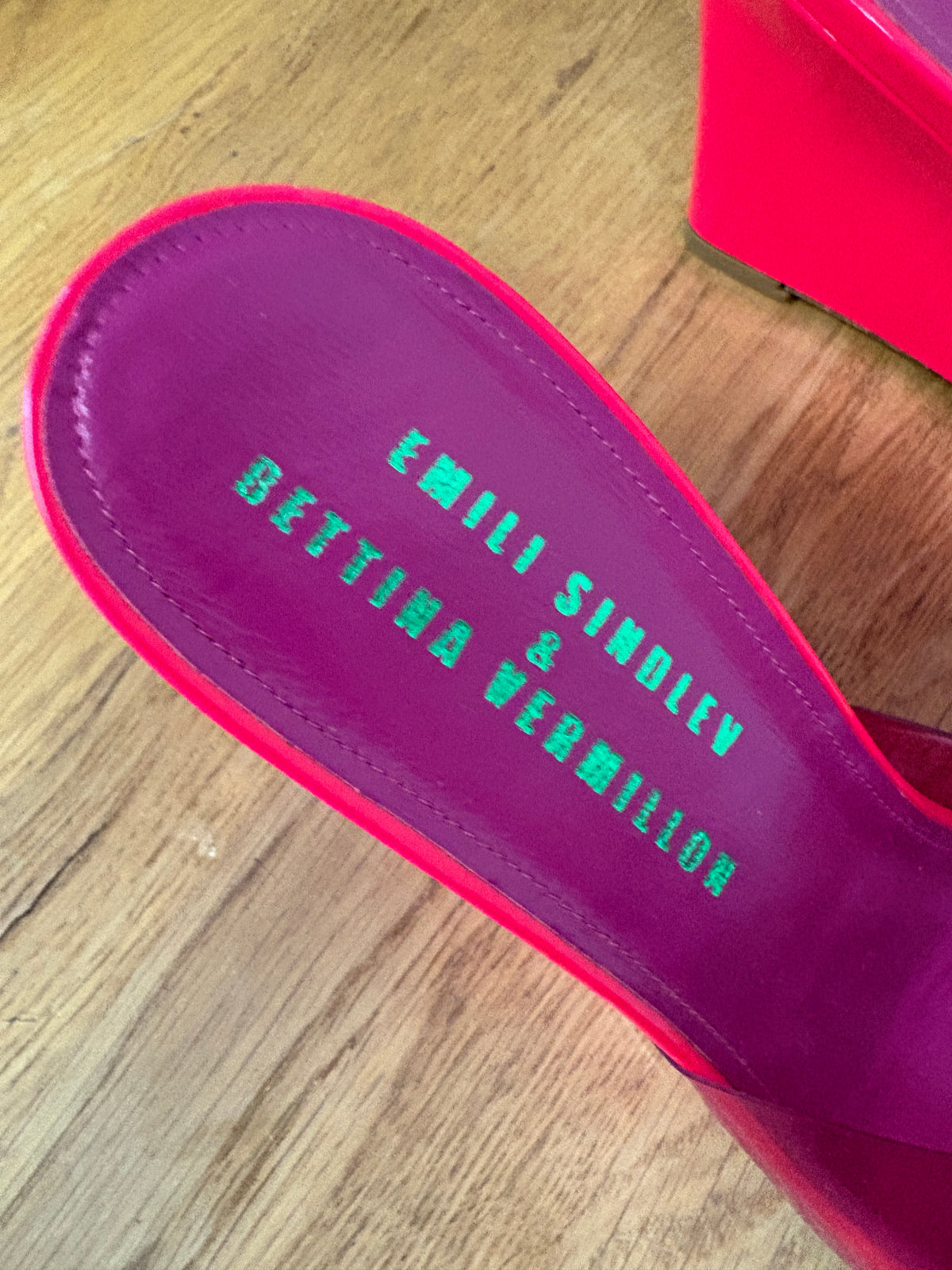 Emili Sindlev x Bettina Vermillon Hot Pink Britney Wedge Mules