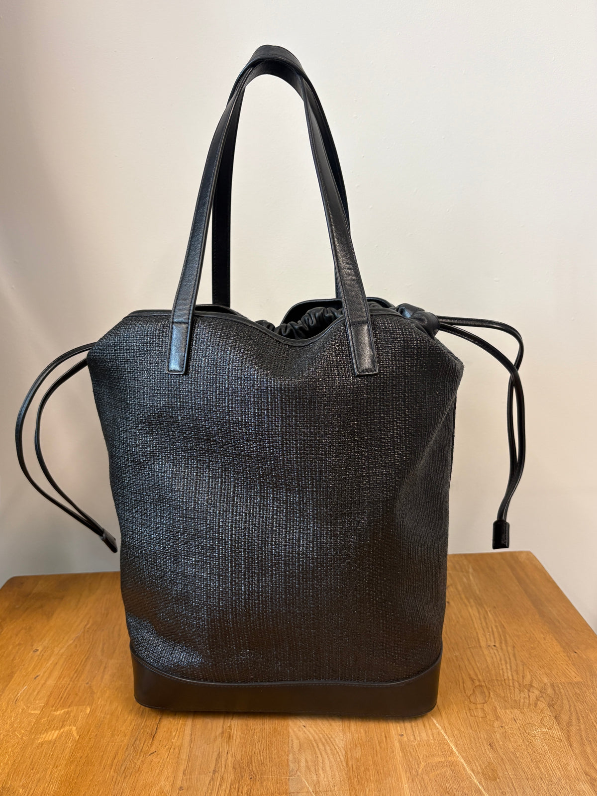 Saint Laurent Black Teddy Drawstring Leather Bag