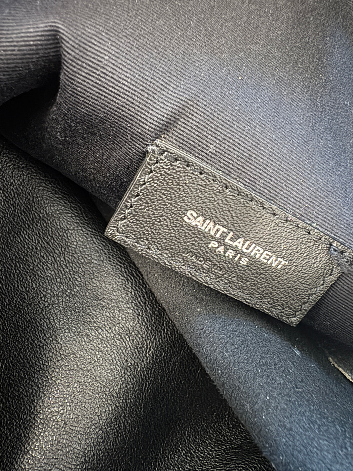 Saint Laurent Black Teddy Drawstring Leather Bag