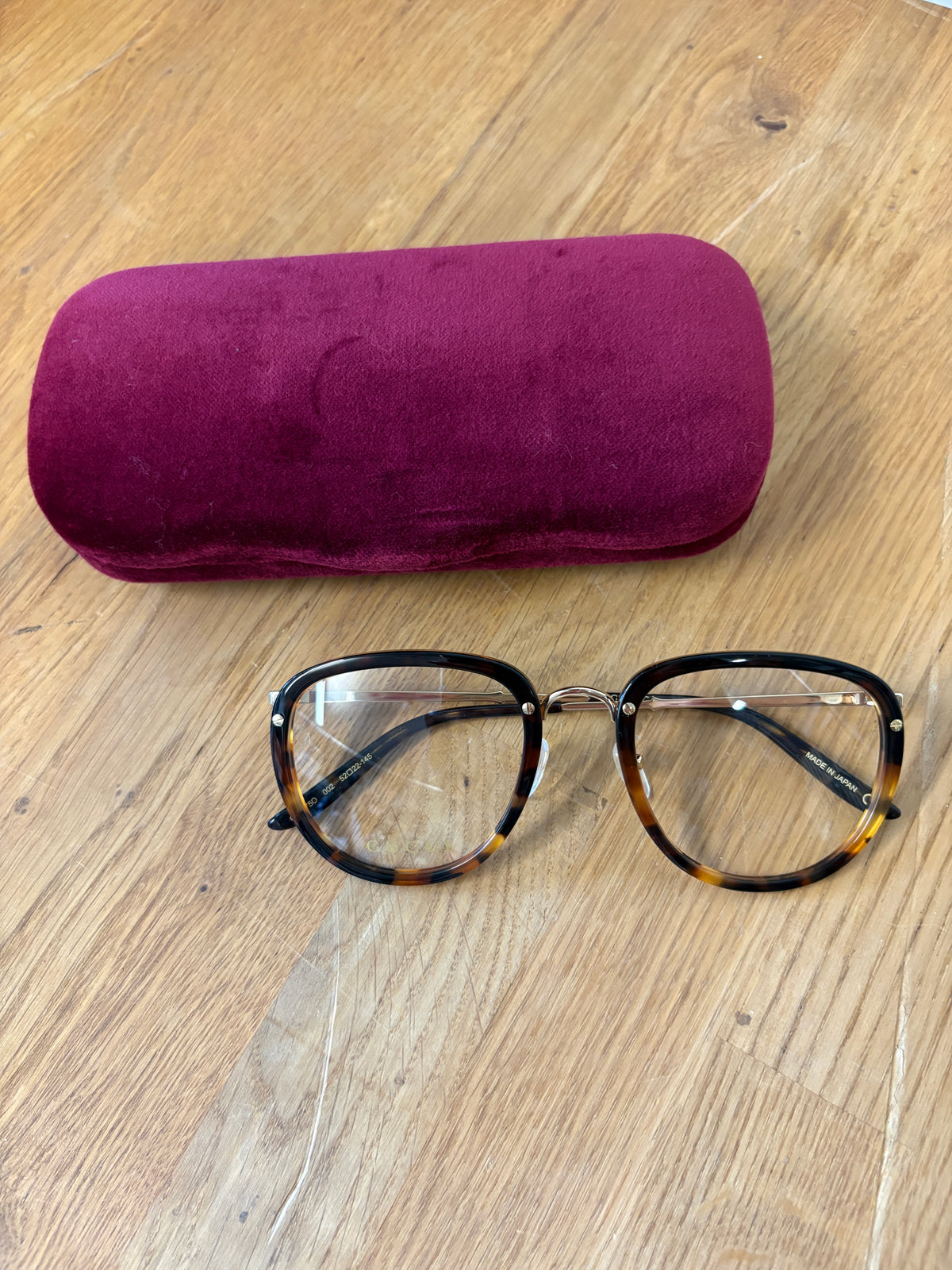 Gucci Brown Tortoiseshell Clear Lens Glasses