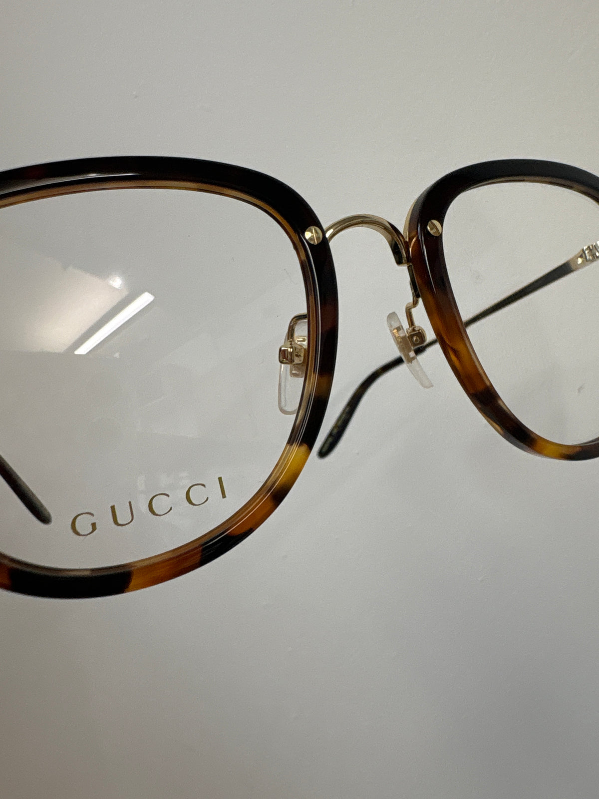 Gucci Brown Tortoiseshell Clear Lens Glasses