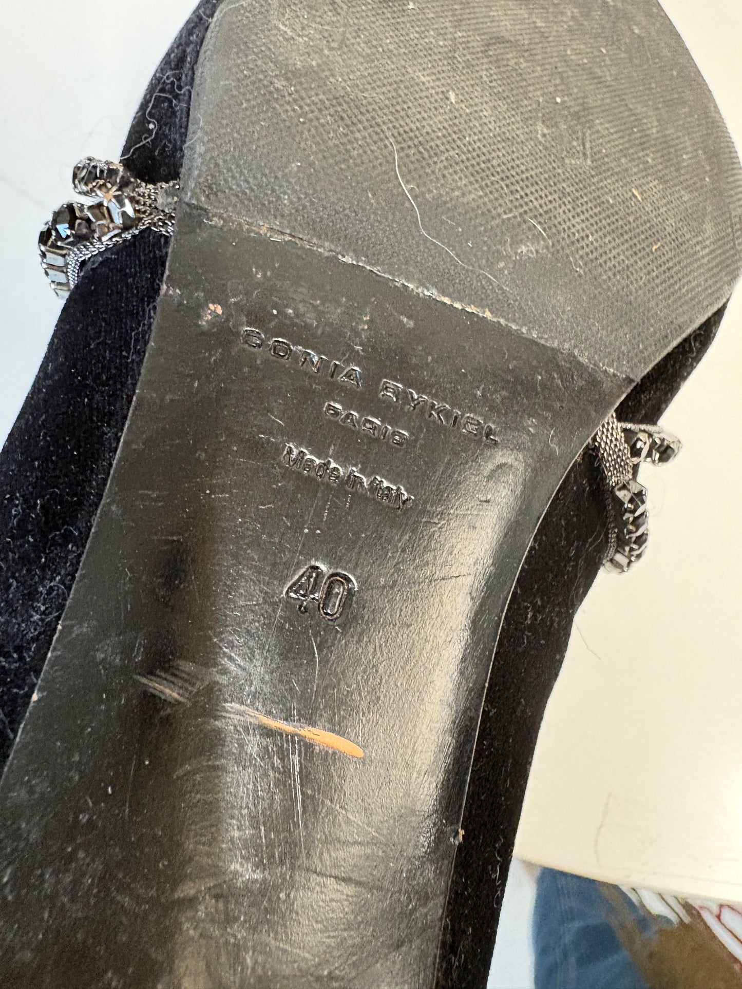 Sonia Rykiel Rhinestone Chain Ankle Boots Black
