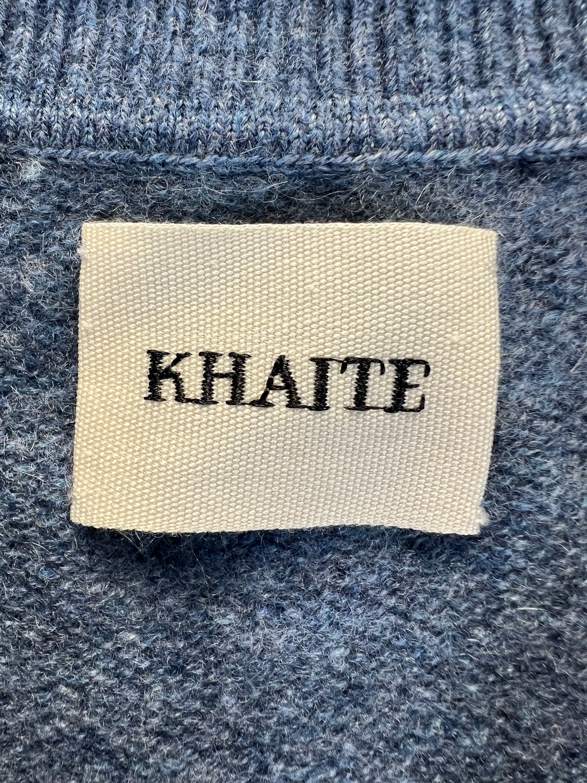 Khaite Blue V Neck Collared Cashmere Sweater