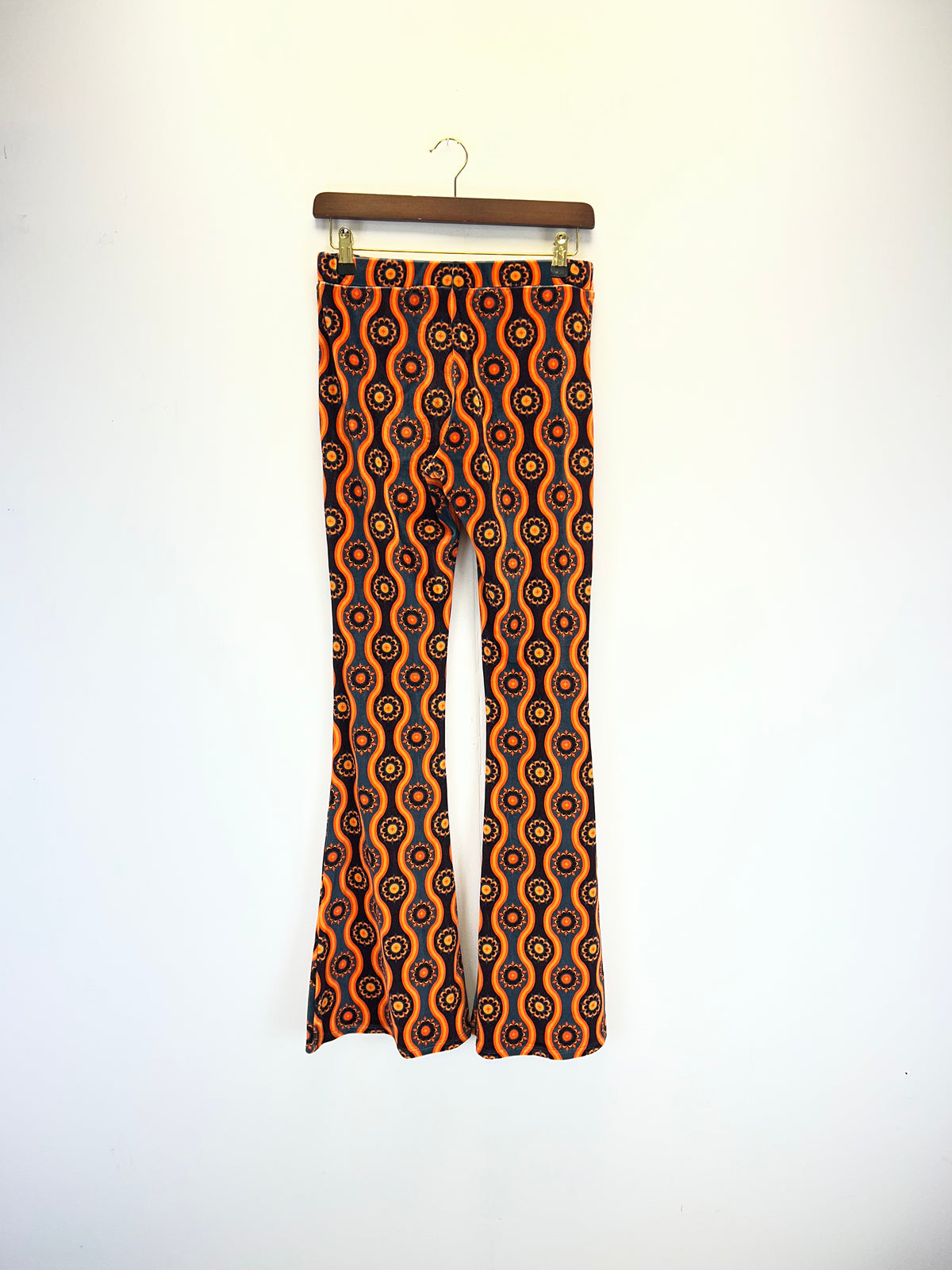 Barbara Hulakicki Flare Street Orange Velvet Trousers