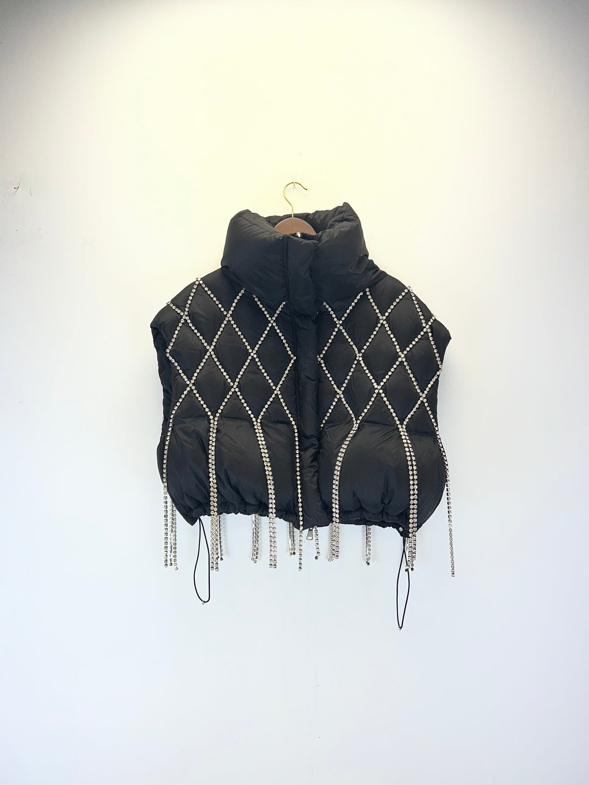 Area Dingyun Zhang Edition Crystal Quilted Puffer Gillet Black