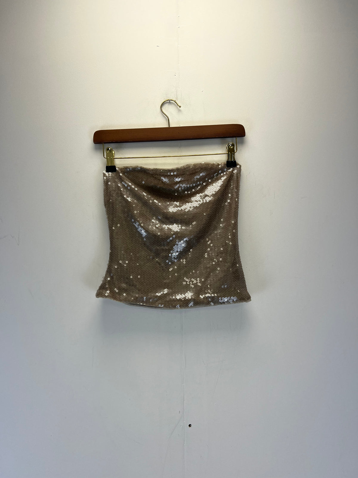 KHY Beige Sequin Shawl Tube Top