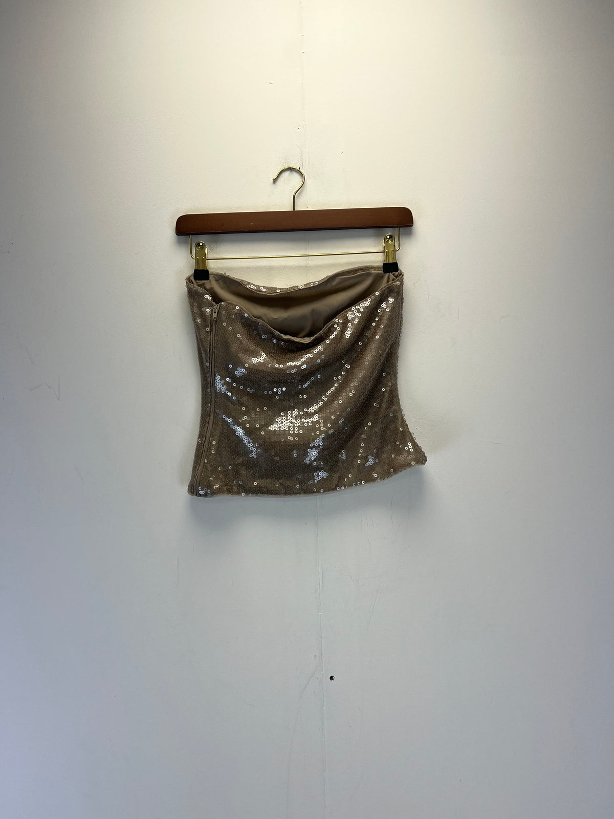 KHY Beige Sequin Shawl Tube Top