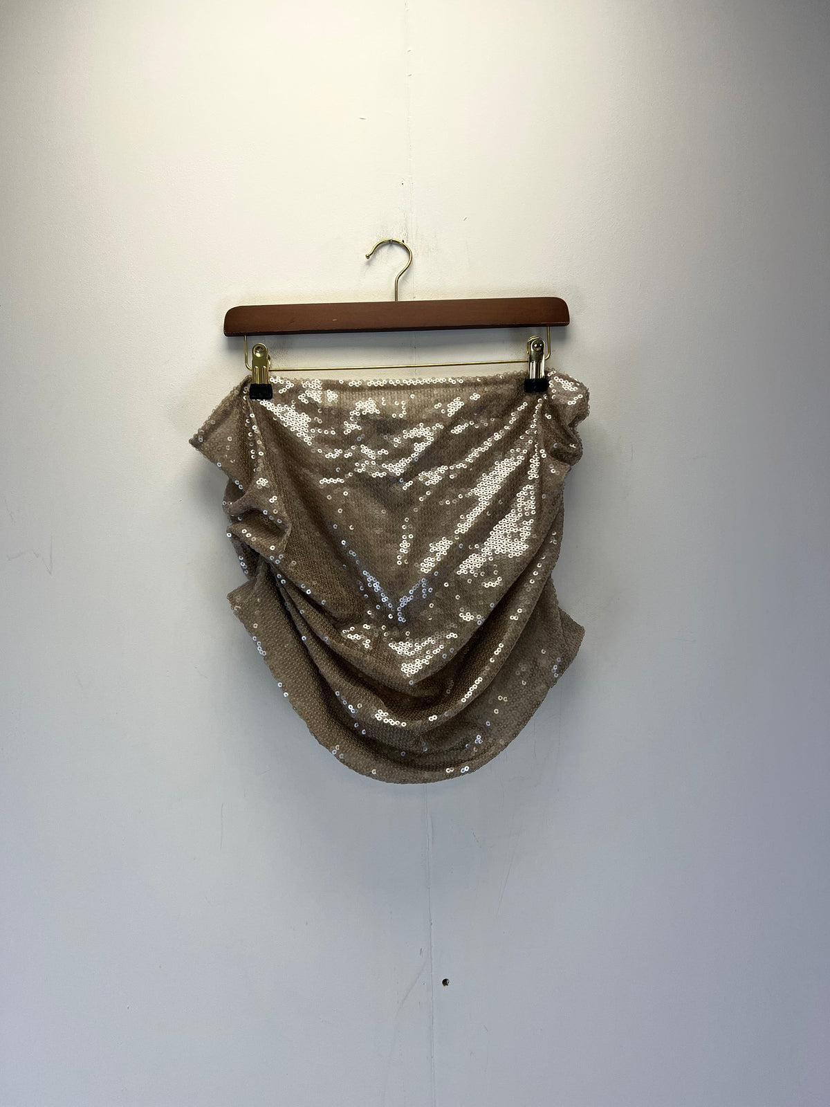 KHY Champagne Beige Sequin Mini Skirt
