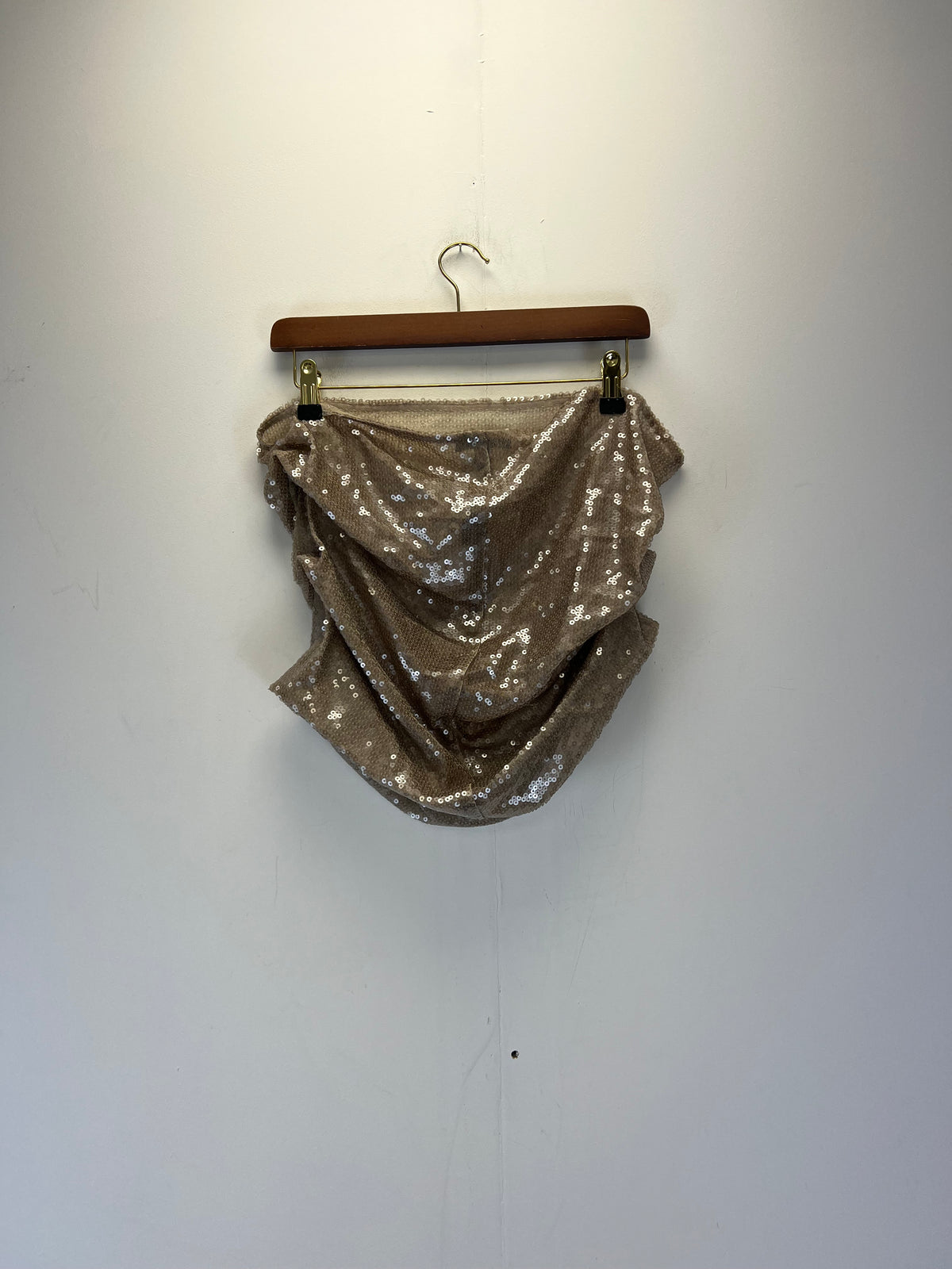 KHY Champagne Beige Sequin Mini Skirt