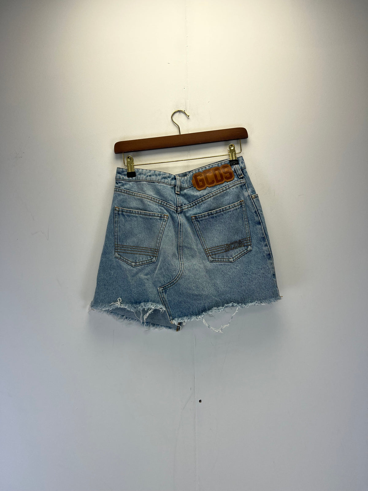 GCDS blue denim mini skirt