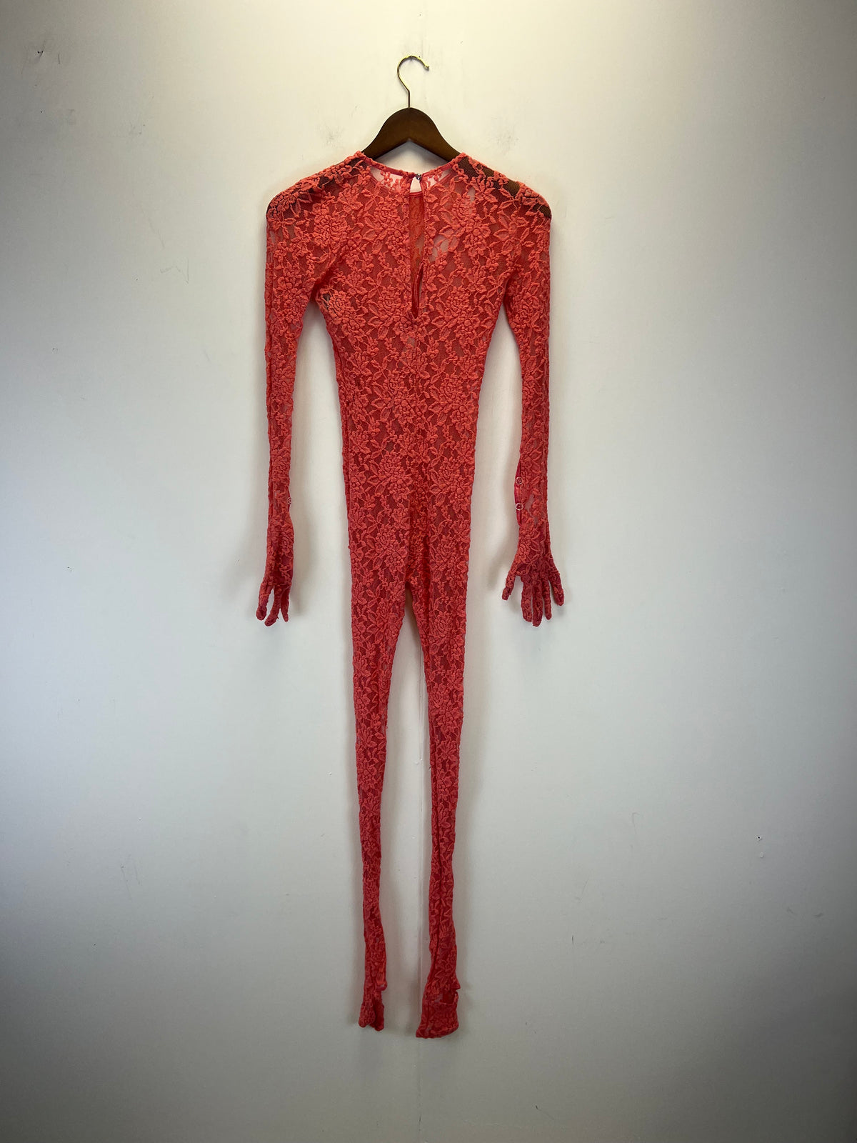 Brielle Coral Pink Lace Jumpsuit And Skirt Set